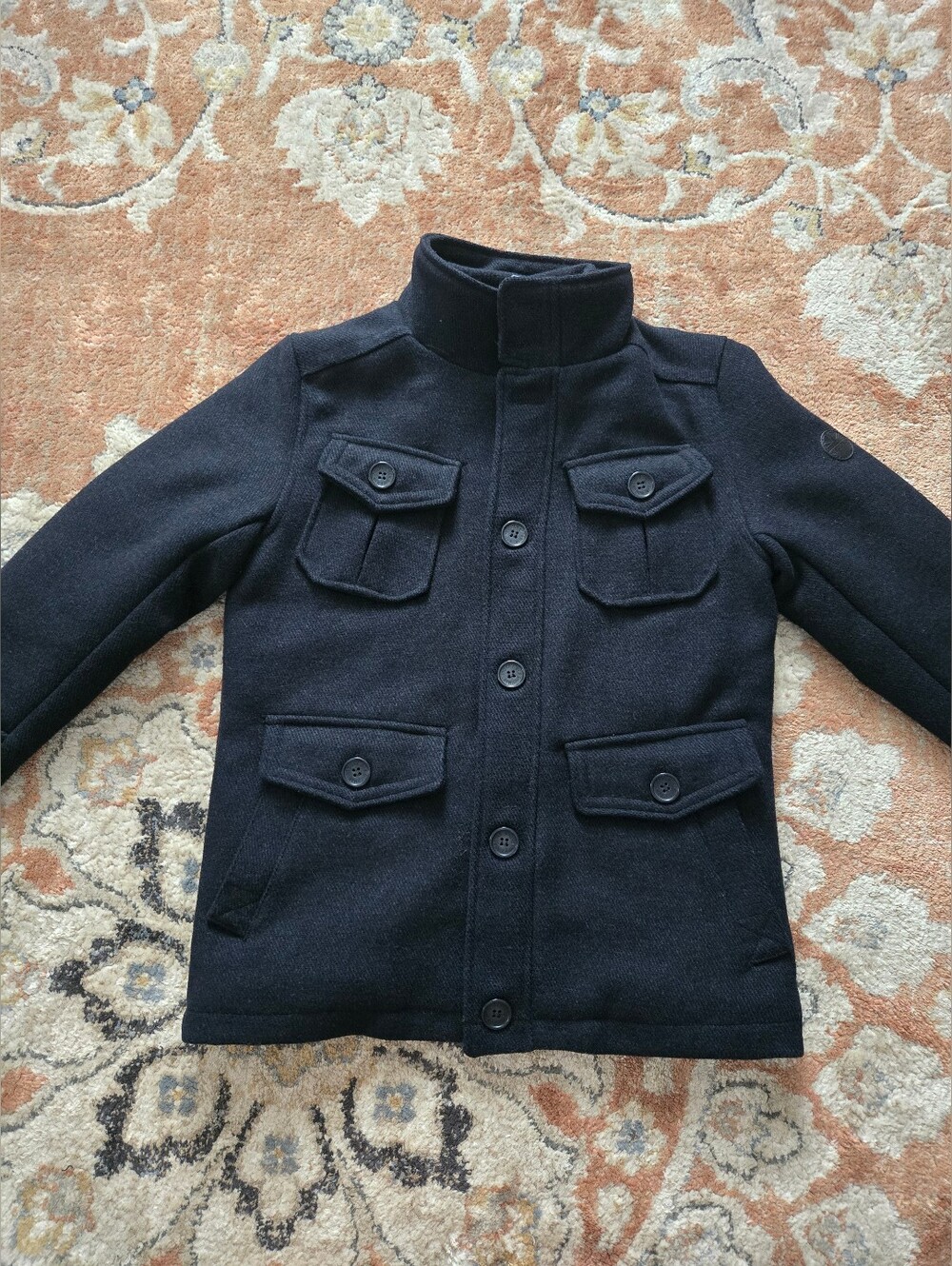 Ben Sherman Boys' Dark Navy Military Style Pea Coat